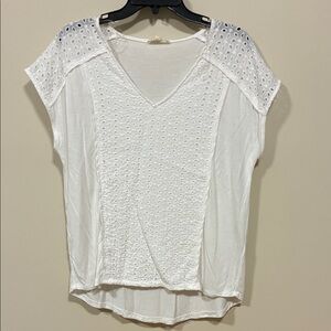Entro White Eyelet Blouse small